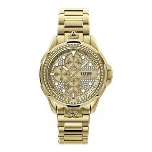 Versus Versace 6E Arrondissement Mens Gold Tone Crystal Watch 46mm VSP1M0421